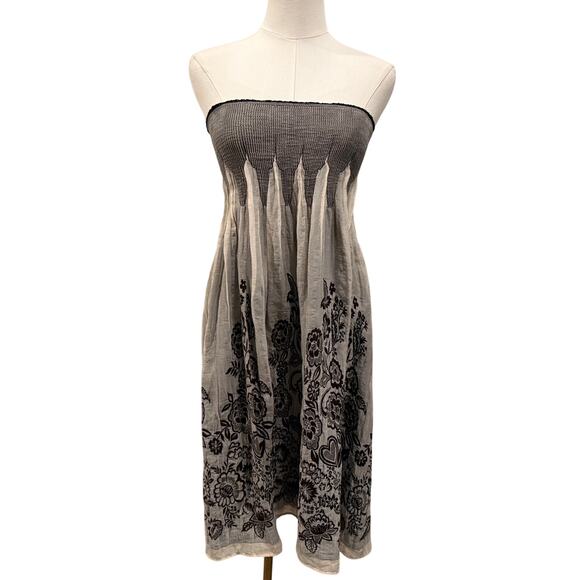 Fairy Baby Doll Smocked Halter Brown Midi Dress Medium Y2K Flowy Boho Festival - Picture 1 of 9